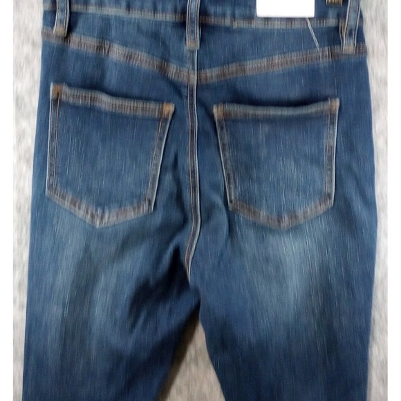 Rue 21 Super High Rise Flare Raw Hem Button Fly Dark Wash Denim Jeans 2 NWT Gift - Picture 15 of 16